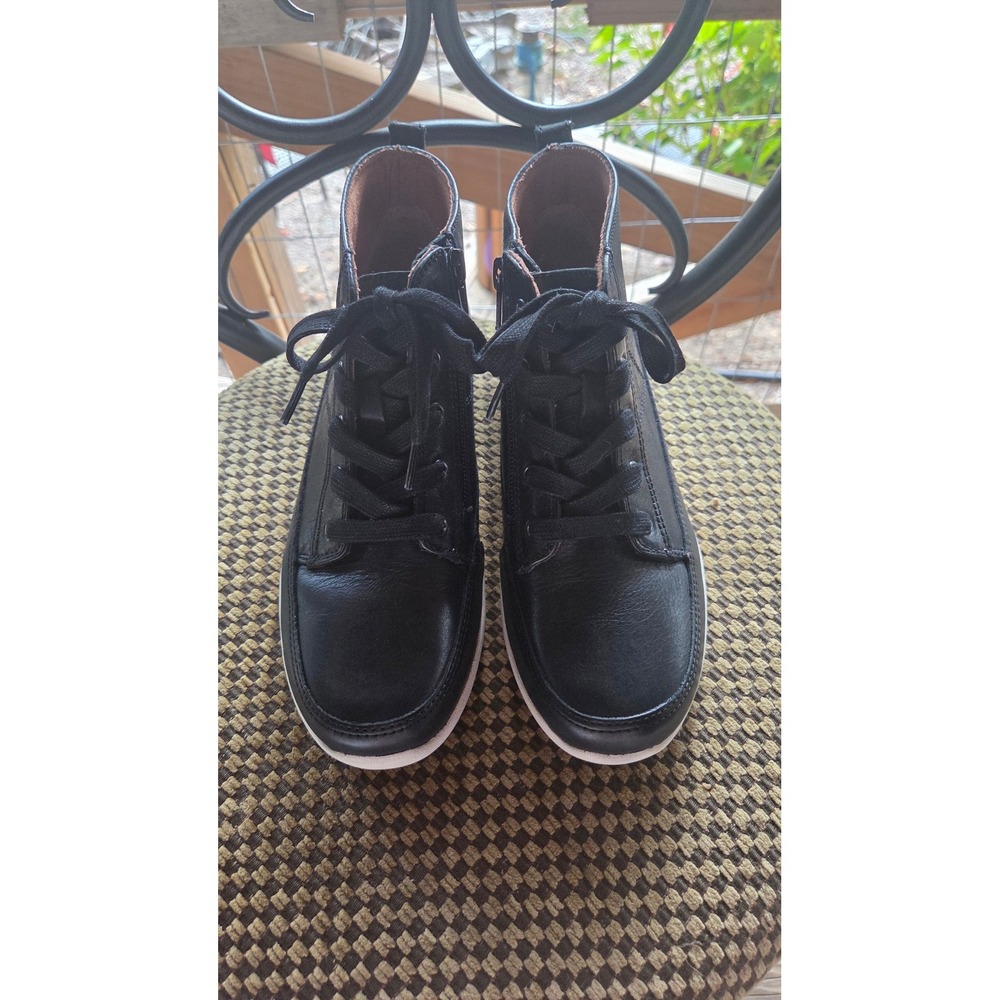 Vionic Shawna Black Leather High Top Sneakers Side Zip Ankle Boots Womens 6.5